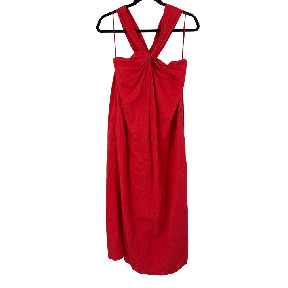 Faherty Bay Twist sleeveless halter midi dress red size X-Small XS